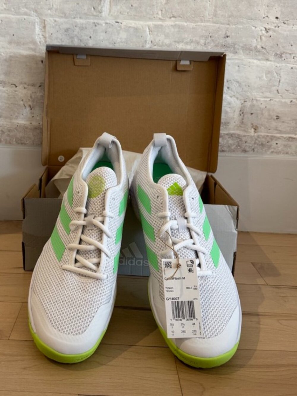 Adidas Court Flash M White Beam Green Men Tennis Shoes